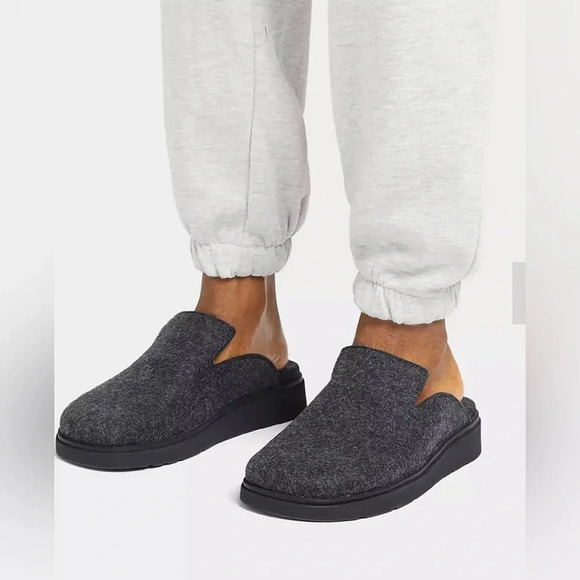 FitFlop Mens Felt Mules - Picture 1 of 7